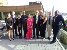 President Juvenal with members and friends of RC Westminster West on the Terrace of the IMO